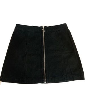 Black denim mini skirt